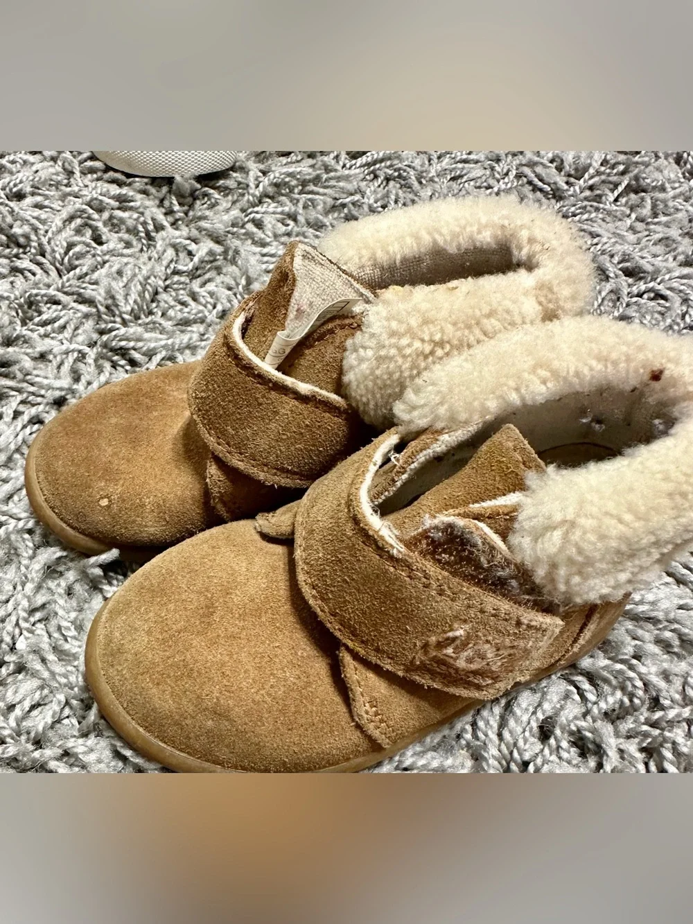 UGG Kids Chestnut Brown Suede Shearling Booties